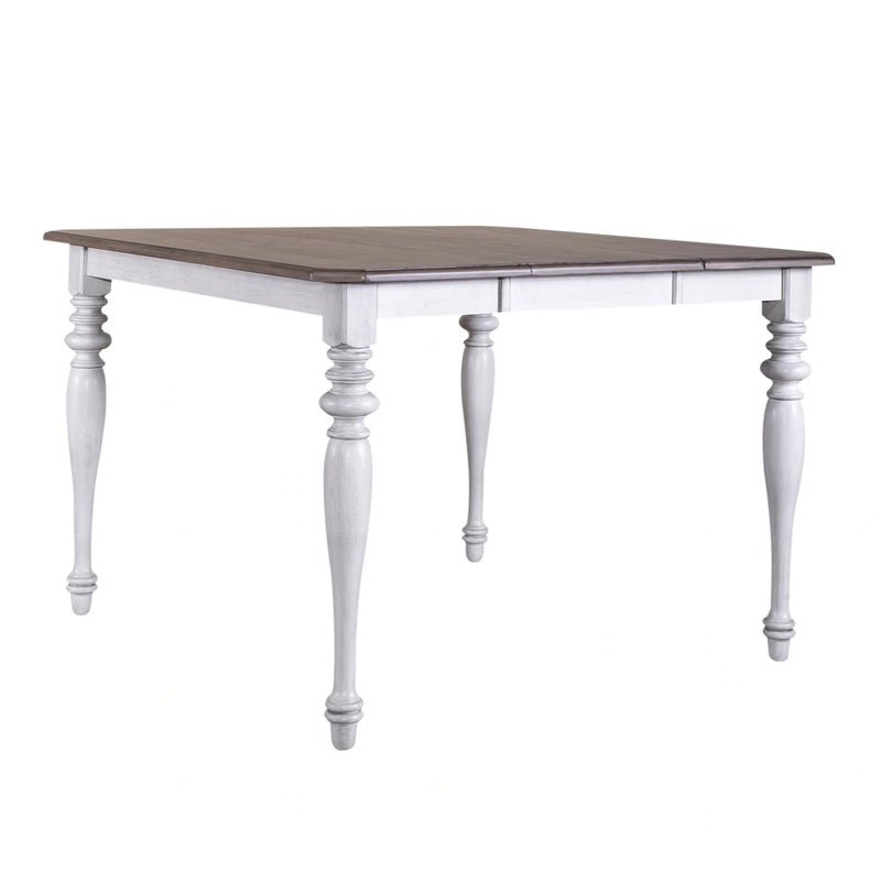 Ocean Isle Gathering Table in Antique White with Weathered Pine image