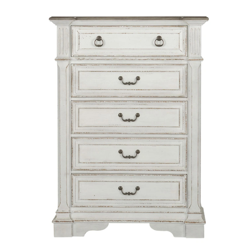 Abbey Park King California Panel Bed, Dresser & Mirror, Chest image