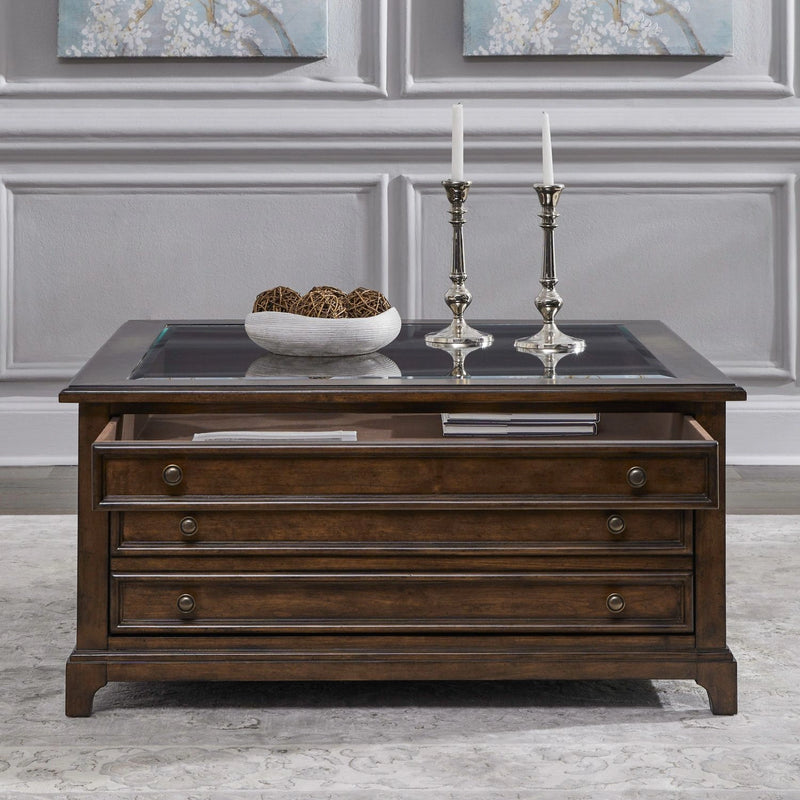 Arden Road Square Collector Cocktail Table in Satin Cherry image