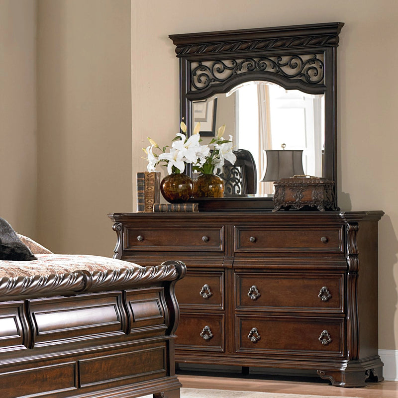 Arbor Place Sleigh Bed, Dresser & Mirror image